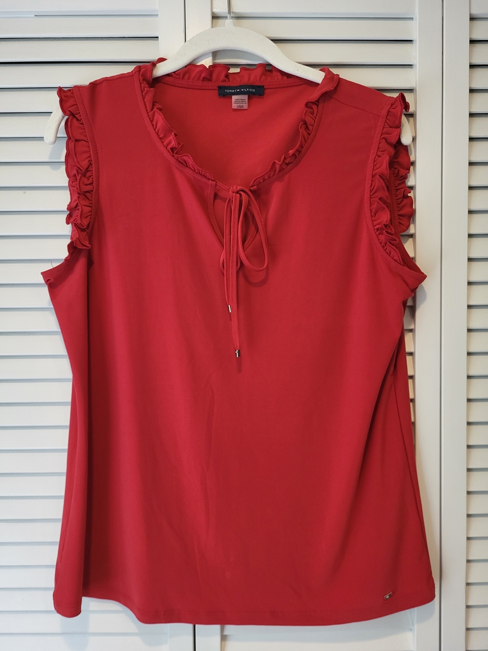 Tommy Hilfiger Rust Ruffle Tie-Front Sleeveless Top